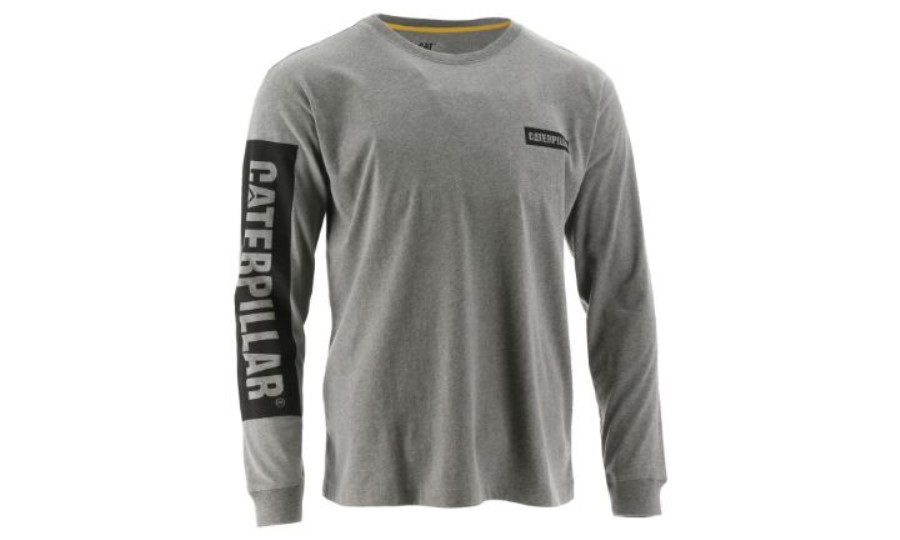 Camiseta De Manga Larga Icon Block Caterpillar Gris Jaspeado Oscuro