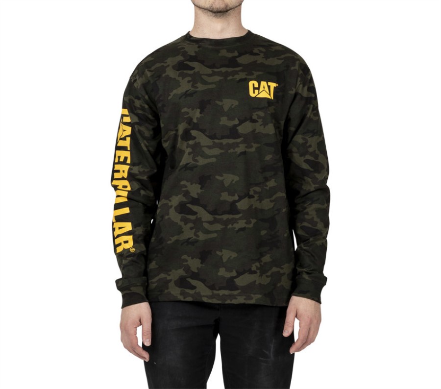Camiseta De Manga Larga Con Estandarte De La Marca Night Camo Caterpillar