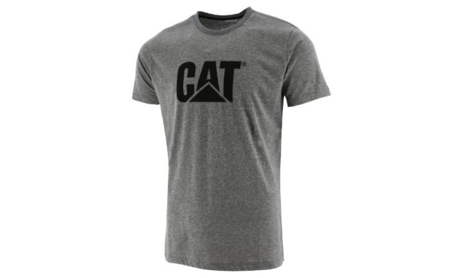 Camiseta Con Logo Original Caterpillar Gris Jaspeado Oscuro